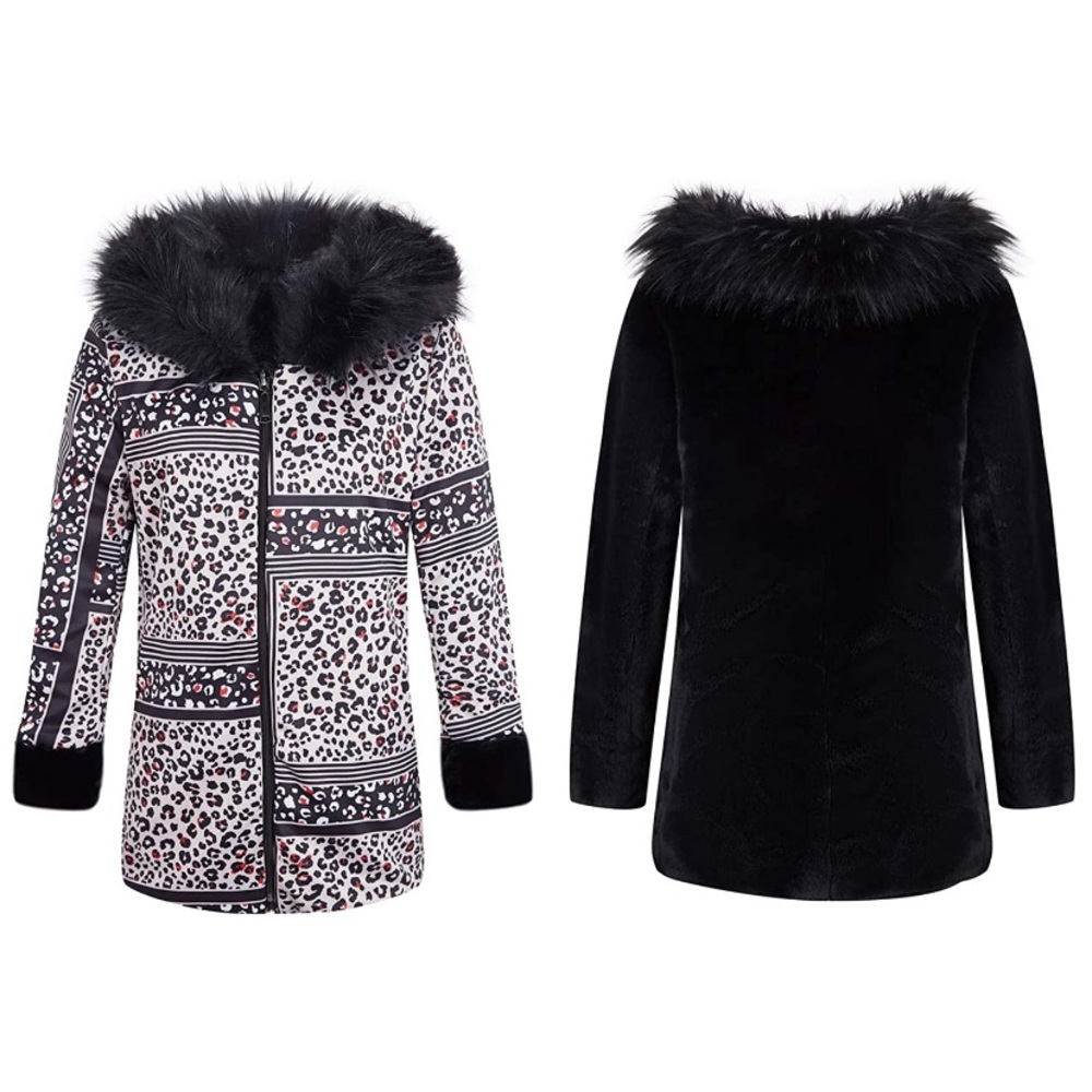 Double Sided Faux Fur Jacket Hooded Fur Collar